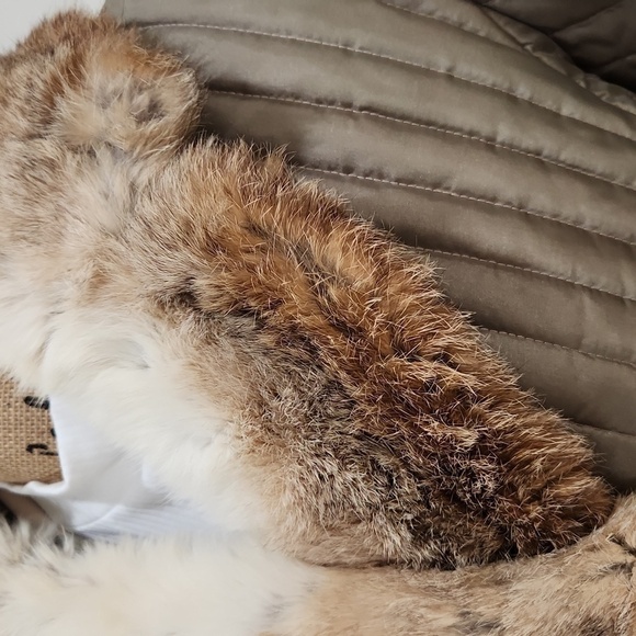 Vintage 70s Quilted Long Coat Rabbit Fur, Sage, US Women's Large (listing as) - Picture 5 of 14